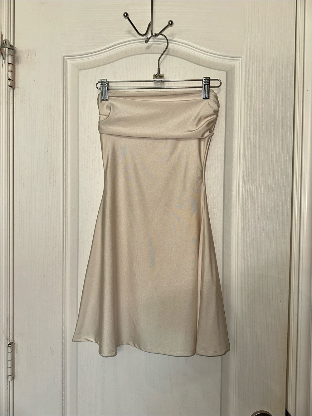 Windsor Strapless Cream Satin A-Line Dress